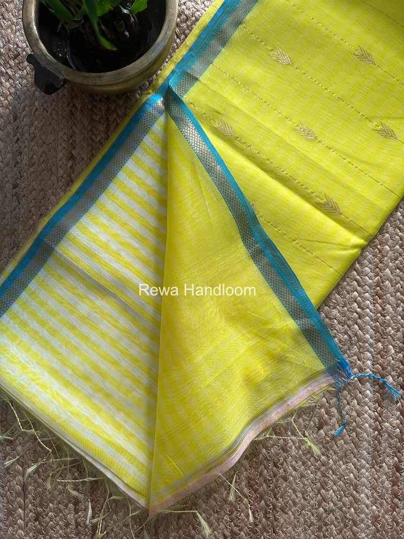 Exclusive Maheshwari Yellow Checks Saree CLBS012