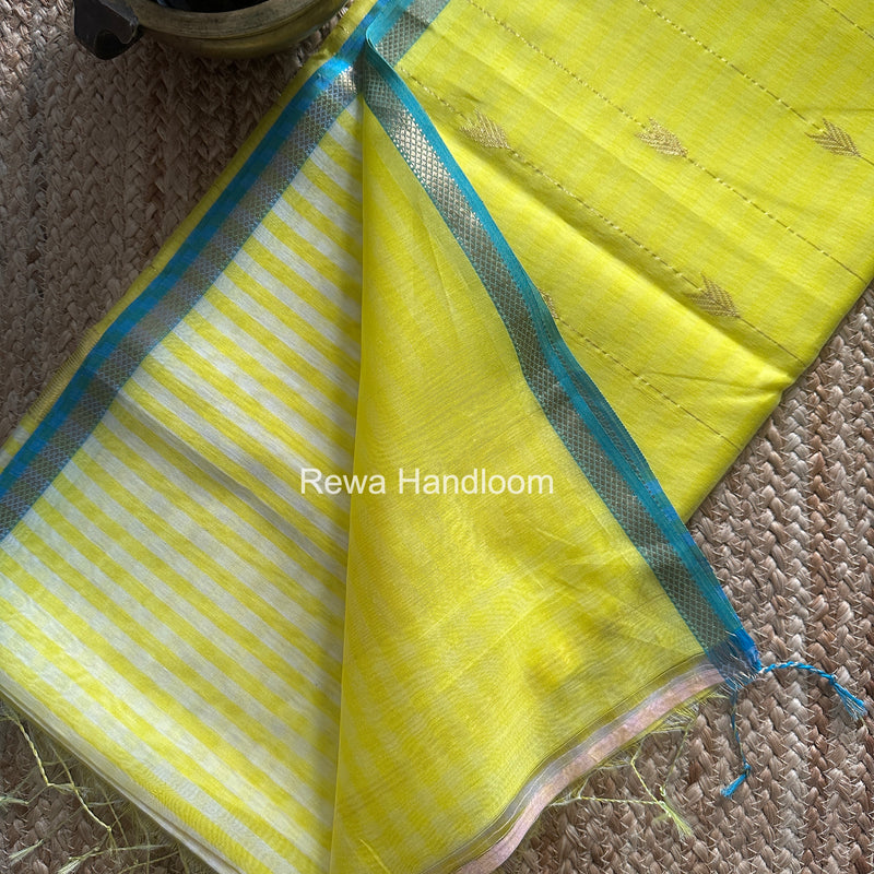 Exclusive Maheshwari Yellow Checks Saree CLBS012