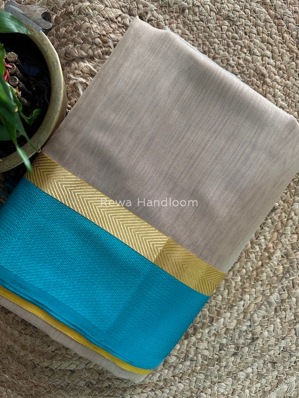 Beige Ganga Jamuna Maheshwari Saree GJ0107