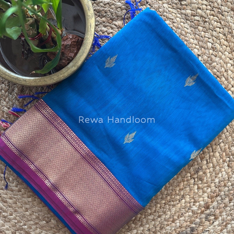 Morpankhi Butta Pallu Zari Border Saree ~ Maheshwari Saree BTPS040