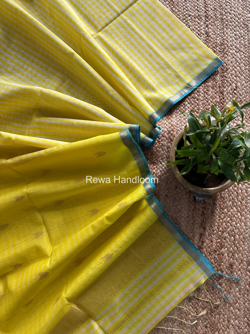 Exclusive Maheshwari Yellow Checks Saree CLBS012