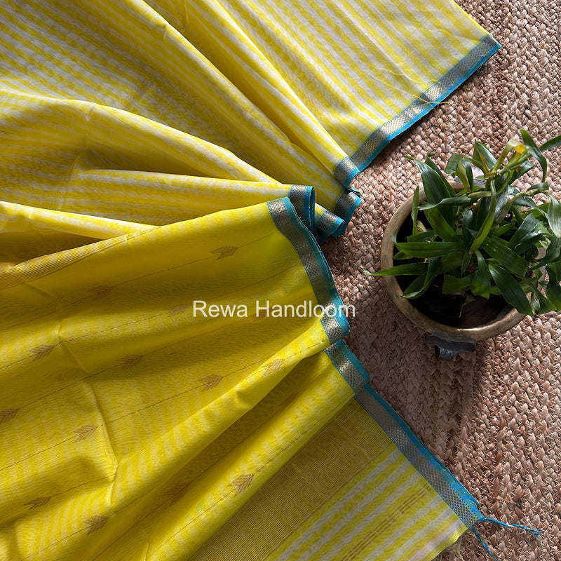 Exclusive Maheshwari Yellow Checks Saree CLBS012