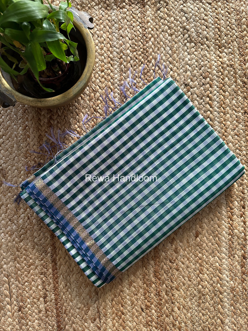 Exclusive Maheshwari Green Checks Saree CLBS017