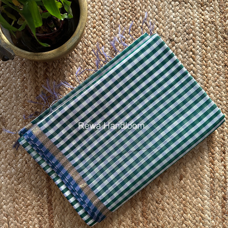 Exclusive Maheshwari Green Checks Saree CLBS017