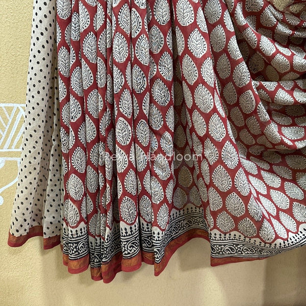 Red-White Chanderi Silk Printed Saree CPS011