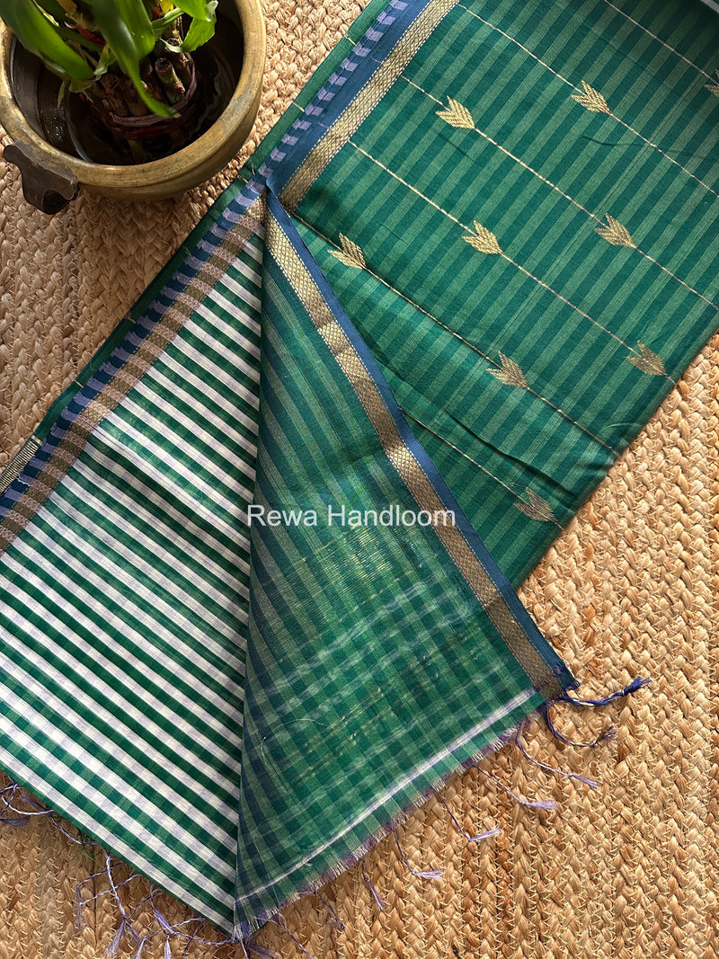Exclusive Maheshwari Green Checks Saree CLBS017