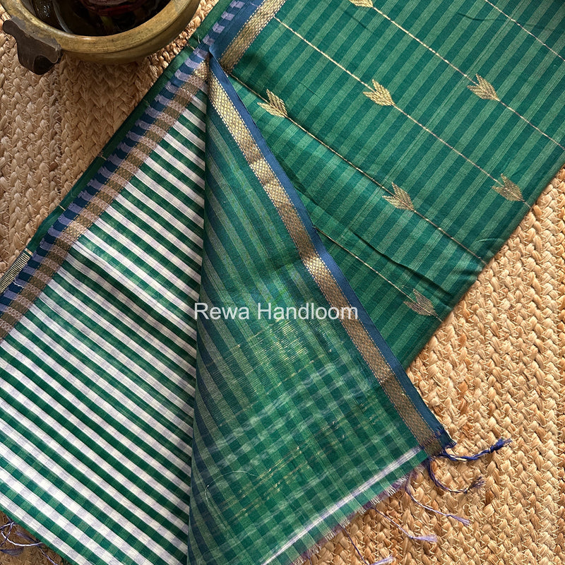 Exclusive Maheshwari Green Checks Saree CLBS017