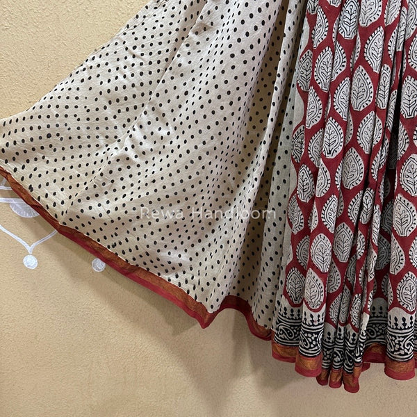 Red-White Chanderi Silk Printed Saree CPS011