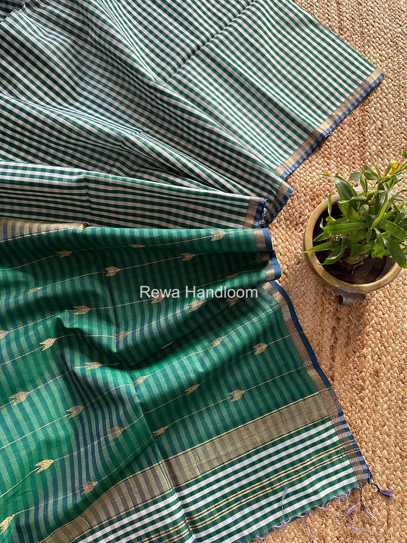Exclusive Maheshwari Green Checks Saree CLBS017