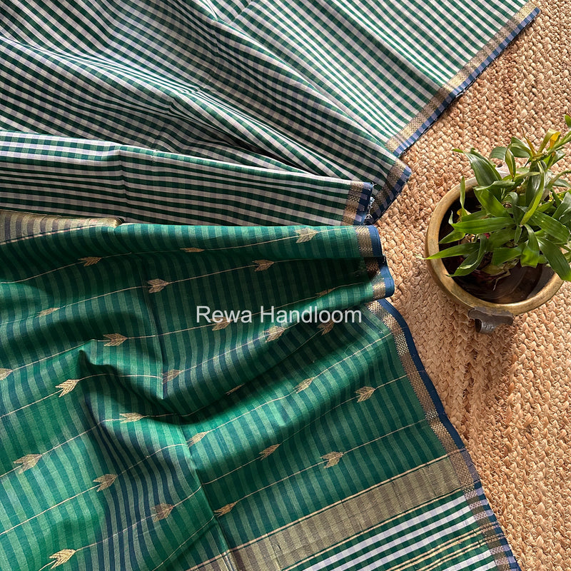 Exclusive Maheshwari Green Checks Saree CLBS017