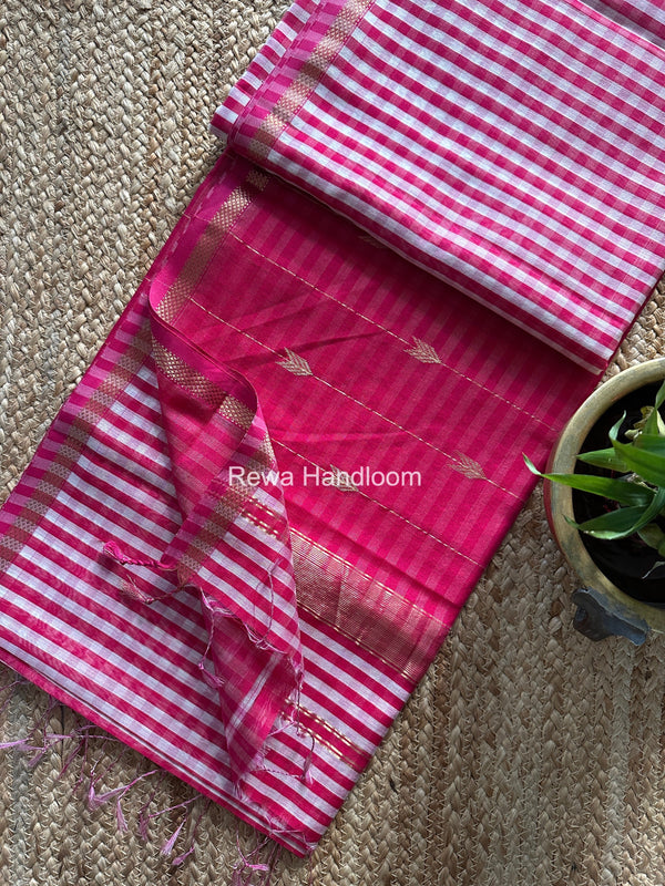 Exclusive Maheshwari Rani Pink Checks Saree CLBS015 Rewa Handloom