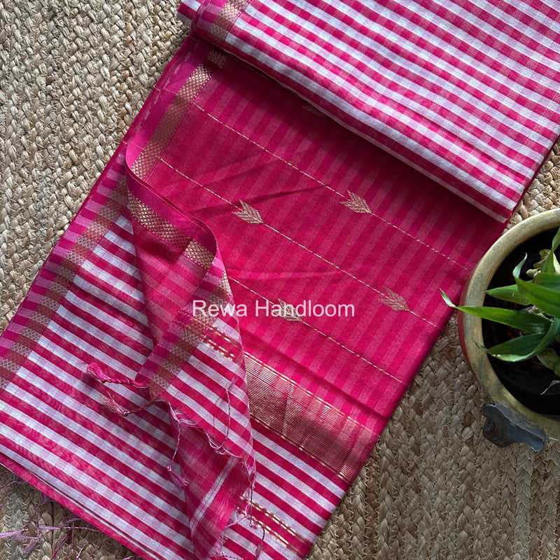 Exclusive Maheshwari Rani Pink Checks Saree CLBS015 Rewa Handloom