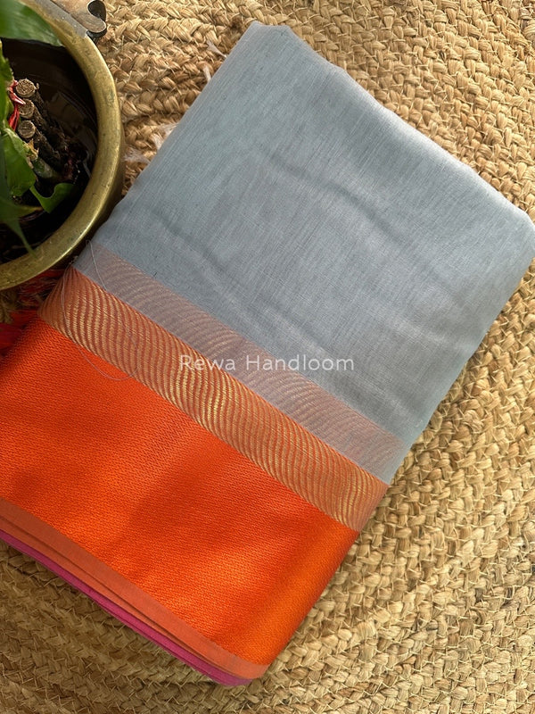 Grey Ganga Jamuna Maheshwari Saree GJ0105