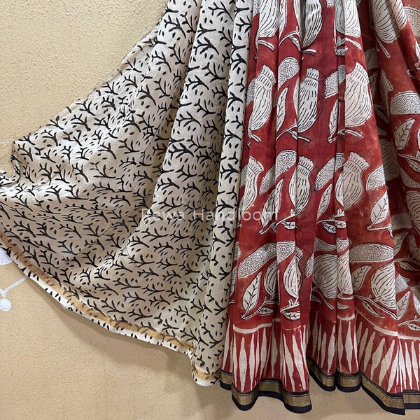 Red-White Chanderi Silk Printed Saree CPS029
