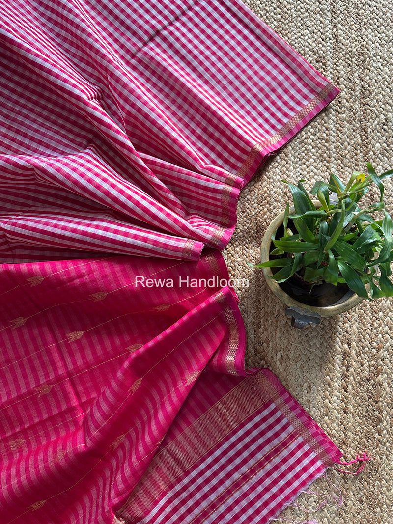 Exclusive Maheshwari Rani Pink Checks Saree CLBS015 Rewa Handloom