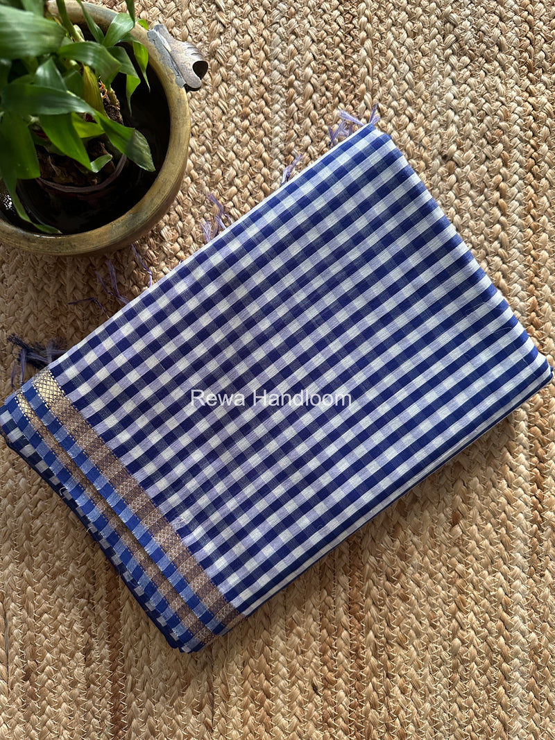 Exclusive Maheshwari Blue Checks Saree CLBS014