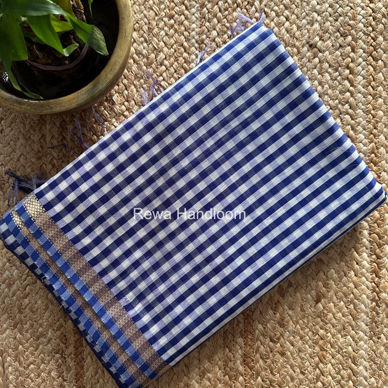 Exclusive Maheshwari Blue Checks Saree CLBS014