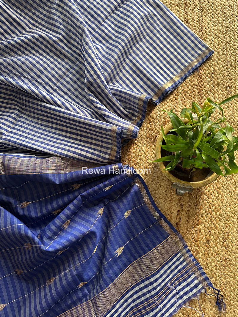 Exclusive Maheshwari Blue Checks Saree CLBS014