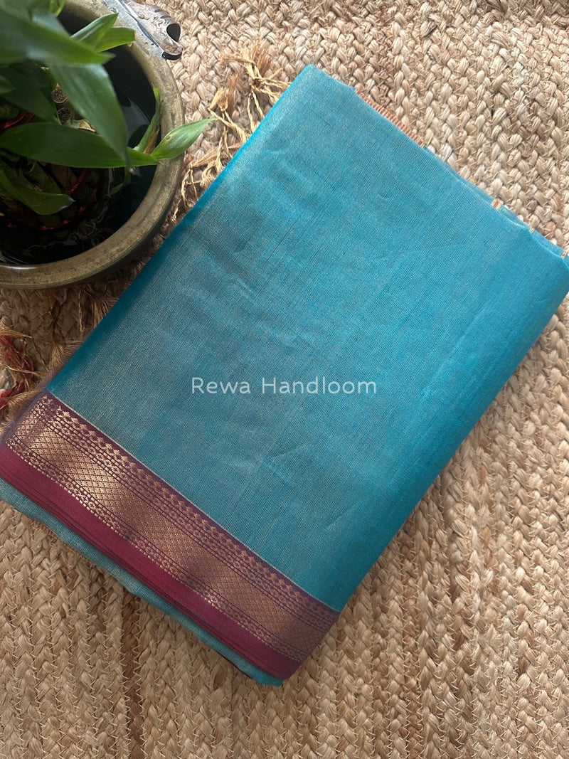 Maheshwari Sky Blue Tissue Silk Saree TB08