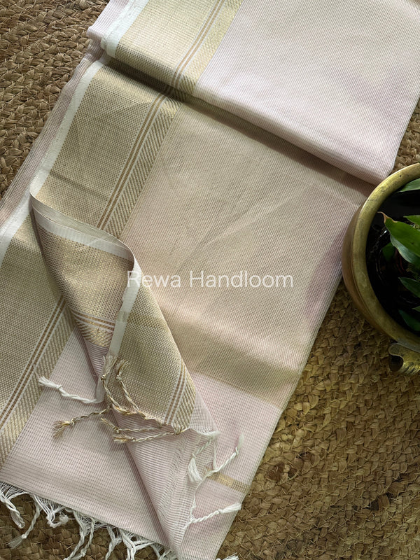 Maheshwari Self Checks Light Pink Saree MCS013