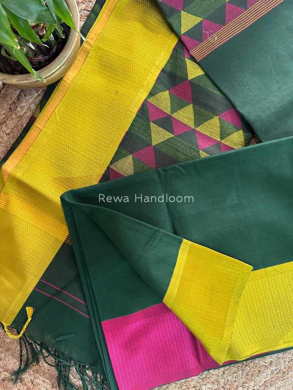 Maheshwari Green Heavy Pallu Saree DPS018