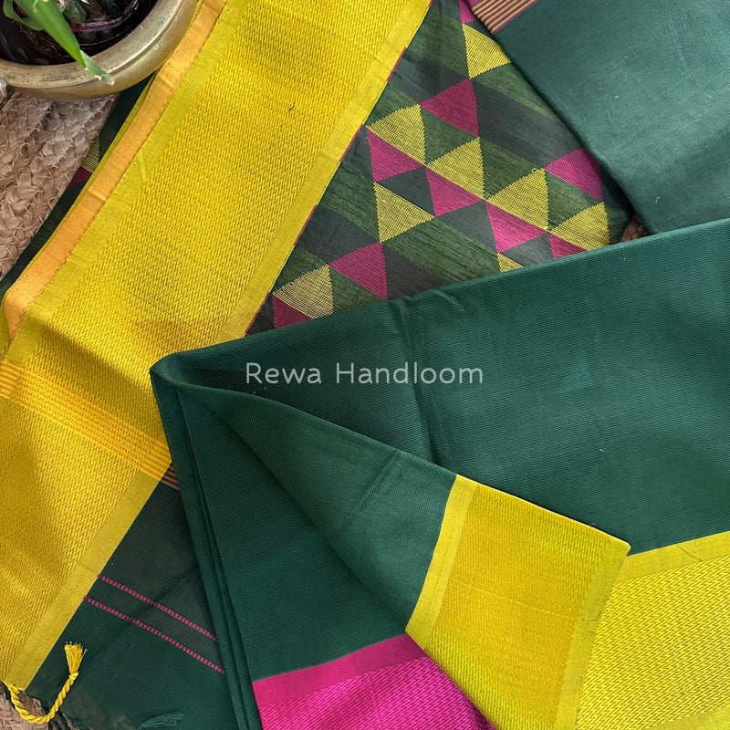 Maheshwari Green Heavy Pallu Saree DPS018