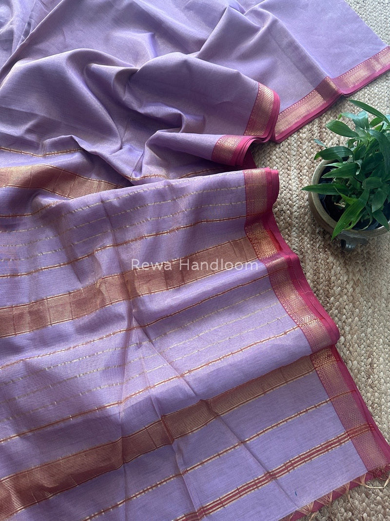Maheshwari Lavender Tissue Silk Saree TB09