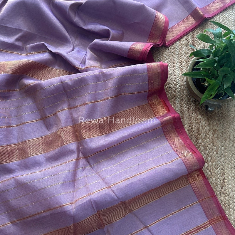 Maheshwari Lavender Tissue Silk Saree TB09