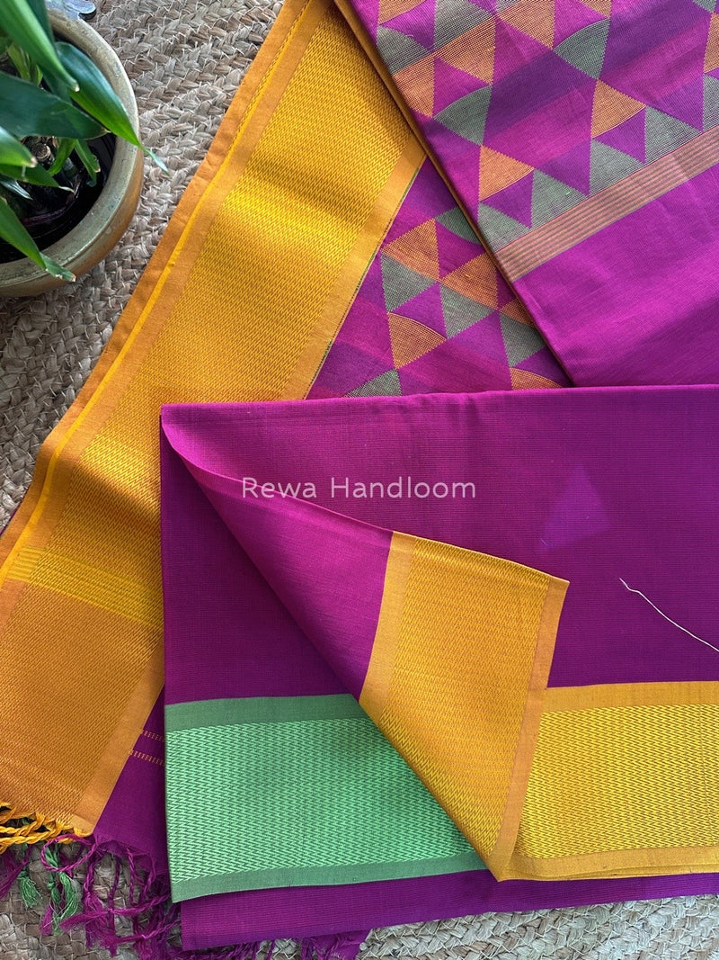 Maheshwari Purple Heavy Pallu Saree DPS016