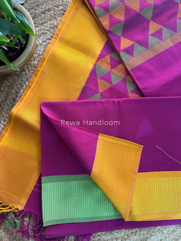 Maheshwari Purple Heavy Pallu Saree DPS016