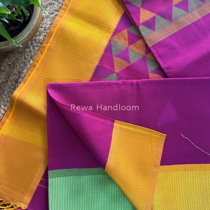 Maheshwari Purple Heavy Pallu Saree DPS016