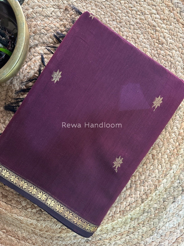 Wine Zari Butti Maheshwari Saree SBS002