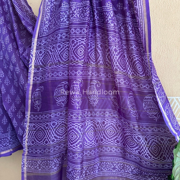 Purple Chanderi Silk Printed Saree CPS018