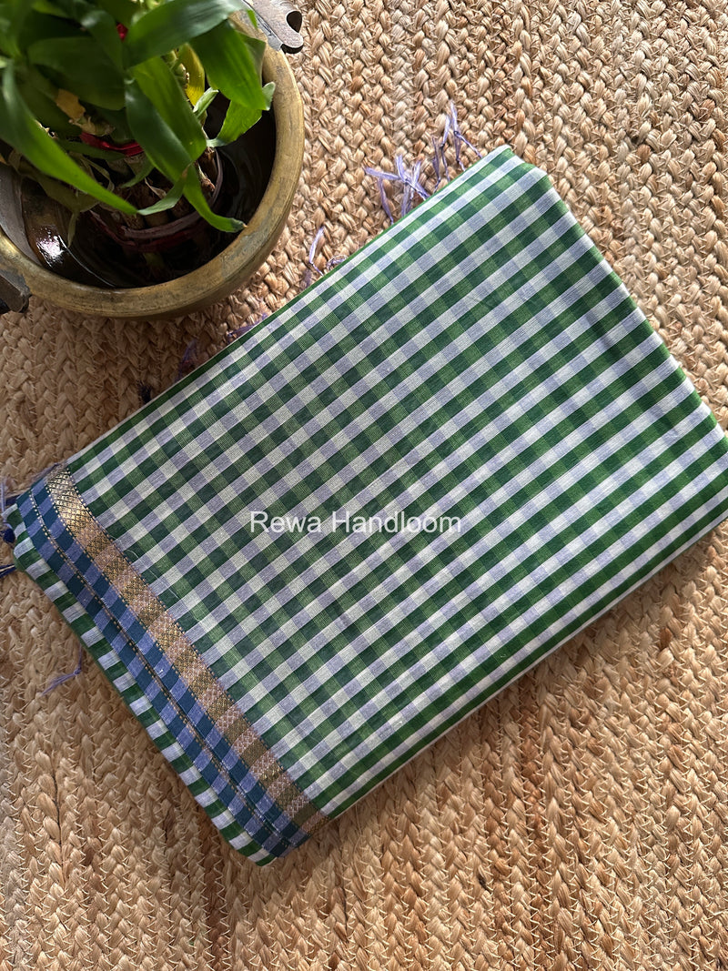 Exclusive Maheshwari Mehendi Green Checks Saree CLBS013