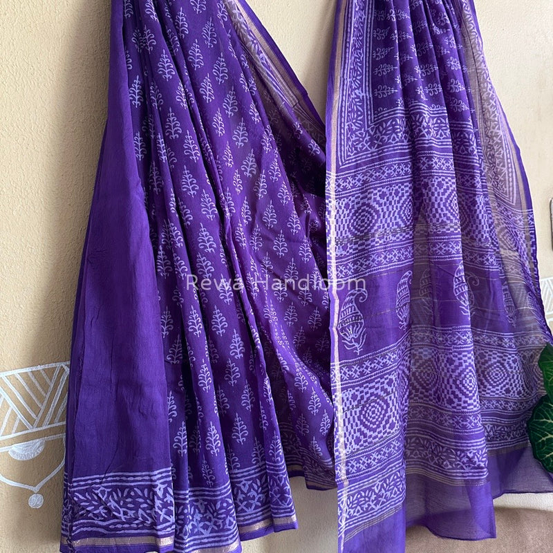 Purple Chanderi Silk Printed Saree CPS018