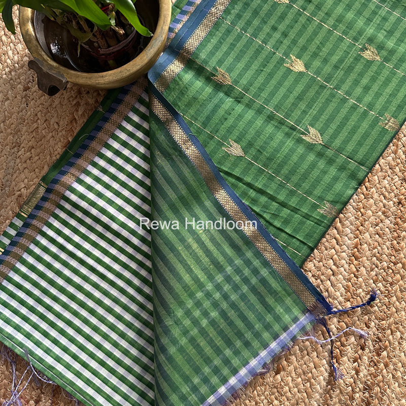 Exclusive Maheshwari Mehendi Green Checks Saree CLBS013