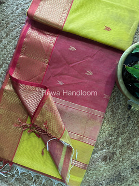 Yellow  Zari Butti ~ Maheshwari Saree-ZB101