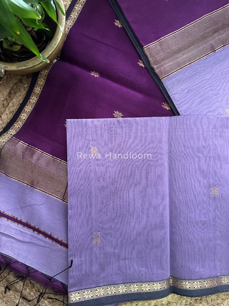 Lavender-Purple Zari Butti Maheshwari Saree SBS0016