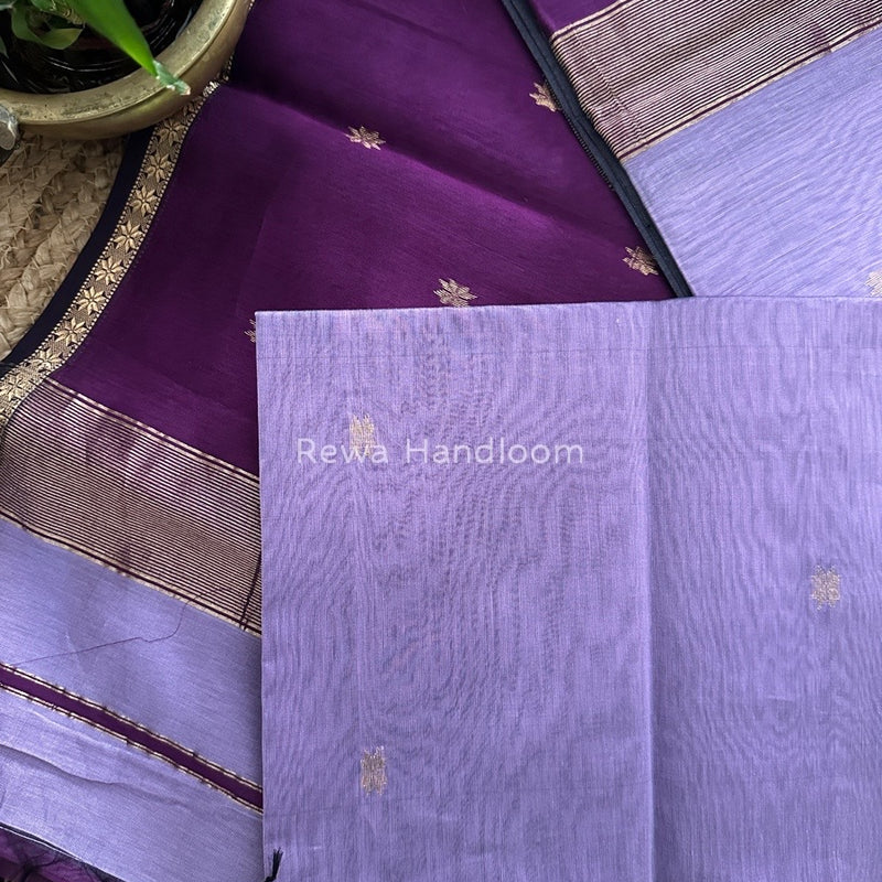 Lavender-Purple Zari Butti Maheshwari Saree SBS0016