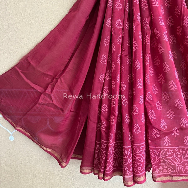 Maroon Chanderi Silk Printed Saree CPS017