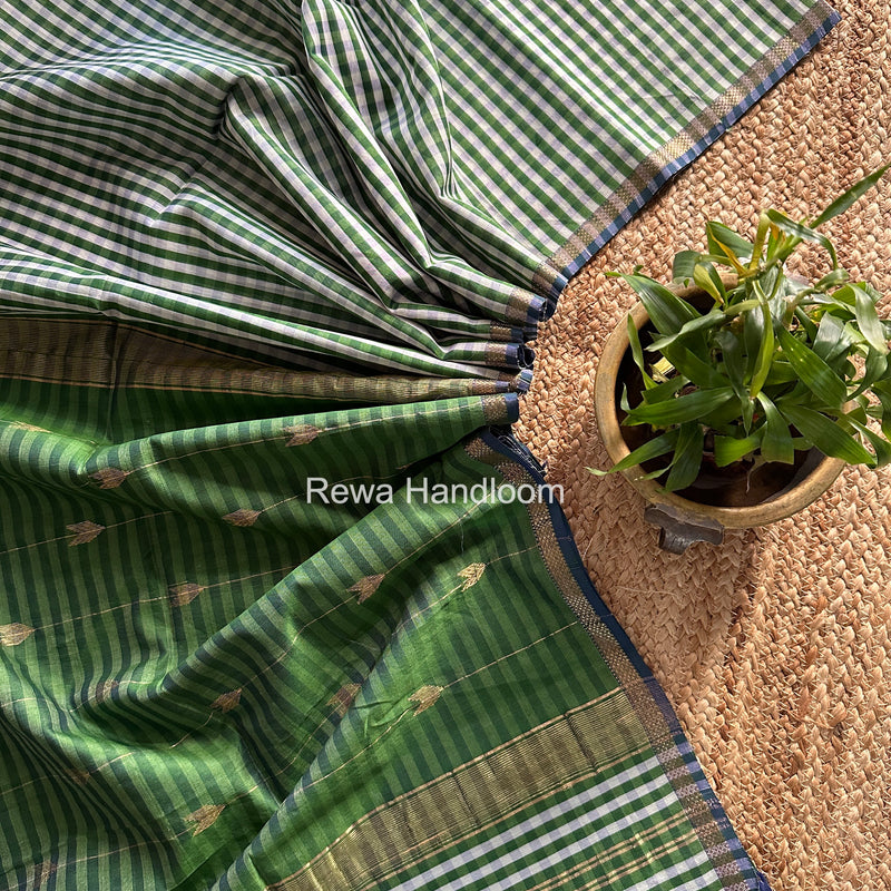 Exclusive Maheshwari Mehendi Green Checks Saree CLBS013