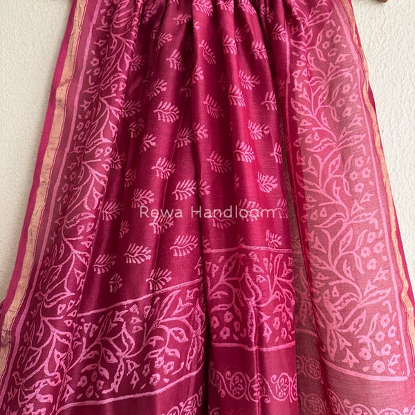 Maroon Chanderi Silk Printed Saree CPS017