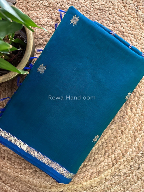 Morpankhi-Blue Zari Butti Maheshwari Saree SBS008
