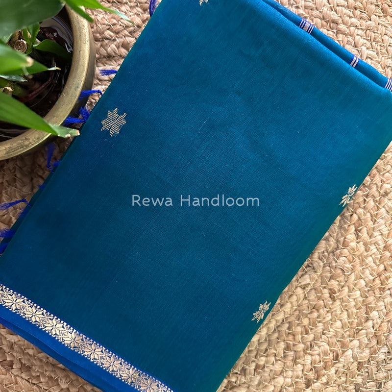 Morpankhi-Blue Zari Butti Maheshwari Saree SBS008
