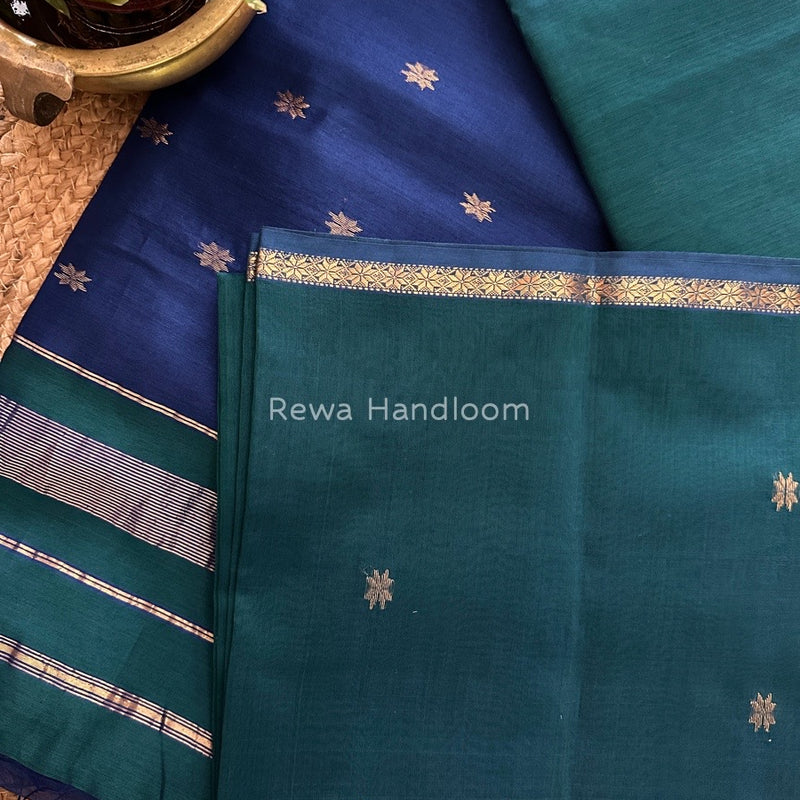 Morpankhi-Blue Zari Butti Maheshwari Saree SBS008