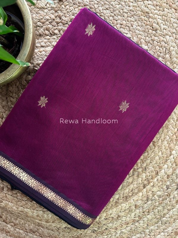 Purple-Black Zari Butti Maheshwari Saree SBS009