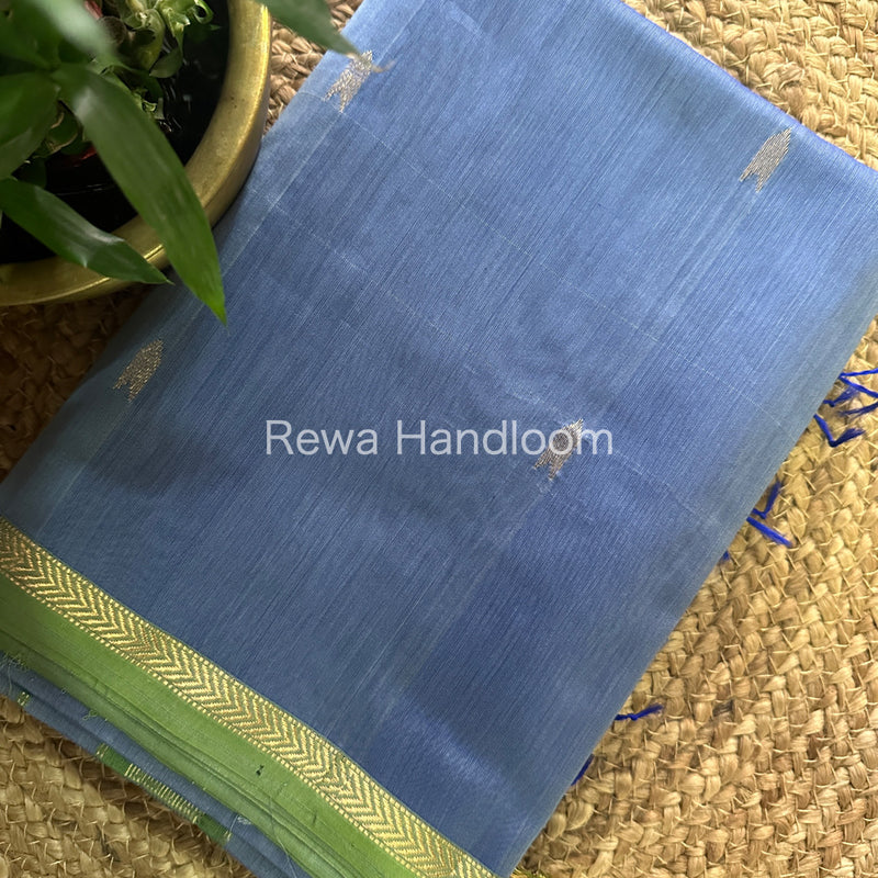 Maheshwari Grey Zari Butti Saree ZB105