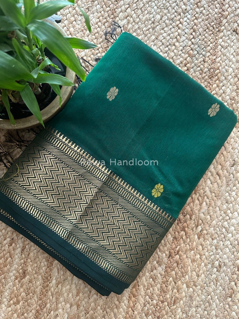 Maheshwari Green Rich Pallu Silk Saree HPS019