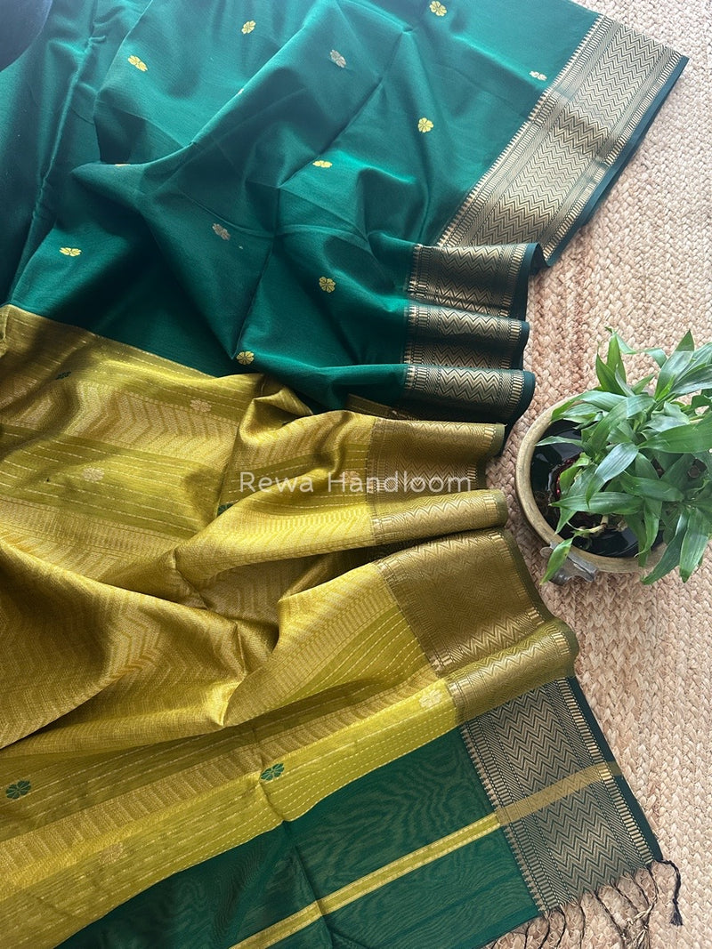 Maheshwari Green Rich Pallu Silk Saree HPS019