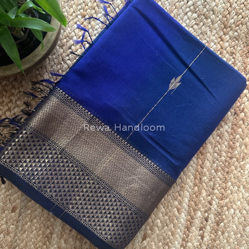 Blue Sheded Butti Maheshwari Saree SBBS06